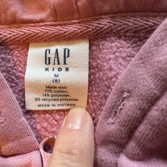 GAP Kids Hooded Logo Sweatshirt Pink Medium Size 8 Sequins - Picture 4 of 7